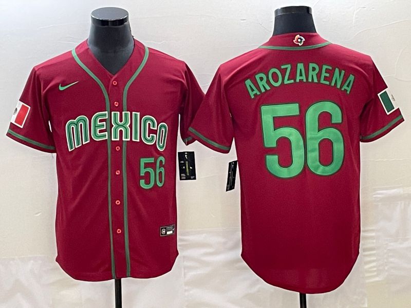 Men 2023 World Cub Mexico #56 Arozarena Red Nike MLB Jersey17